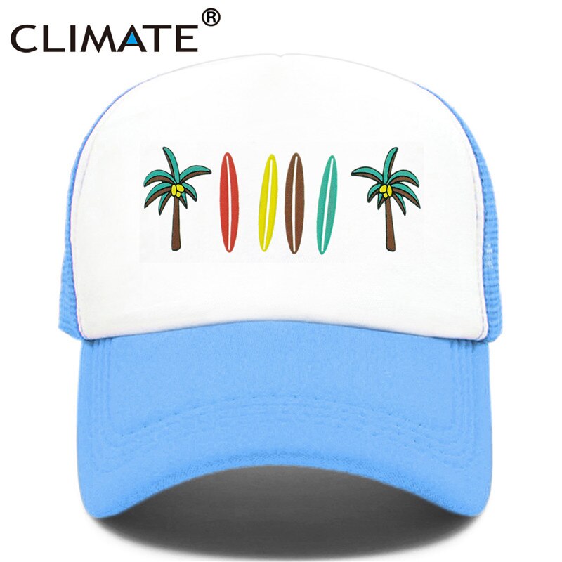 CLIMATE Seaside Trucker Cap Hat Coconut Surfboard Caps Sandbeach Vacation Mesh Baseball Cap HipHop Hat for Men Women Youth