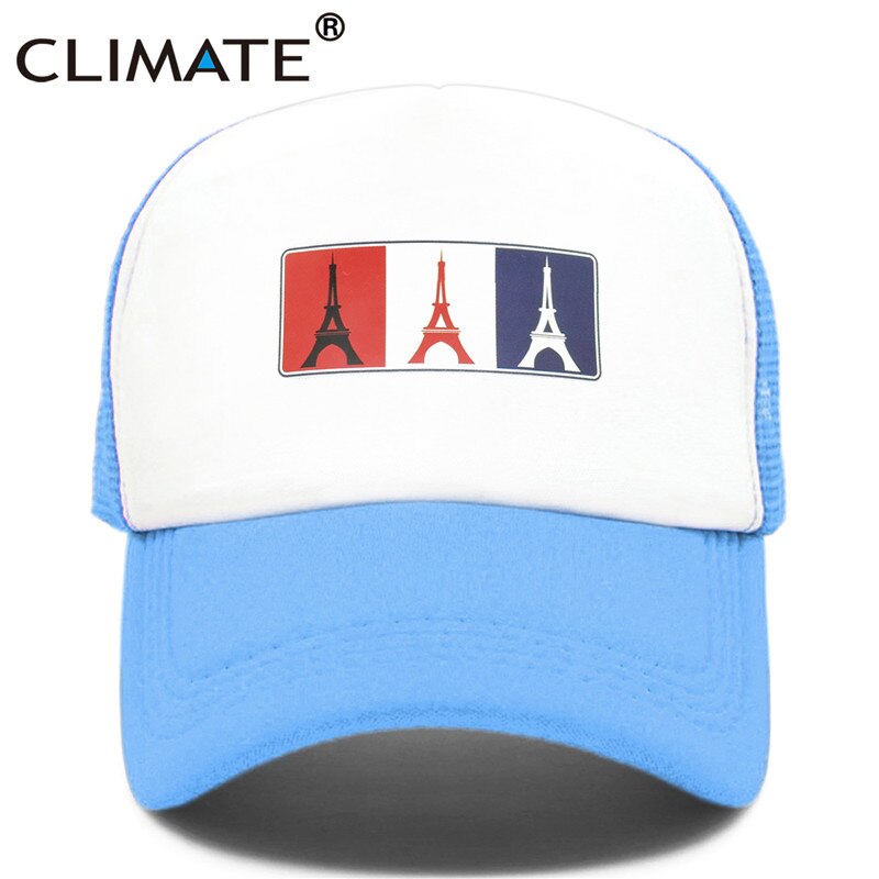 CLIMATE France Eiffel Paris Trucker Cap Eiffel Tower French National Day Caps Hat Men Trucker Hip Hop Mesh Cap Hat for Men Women