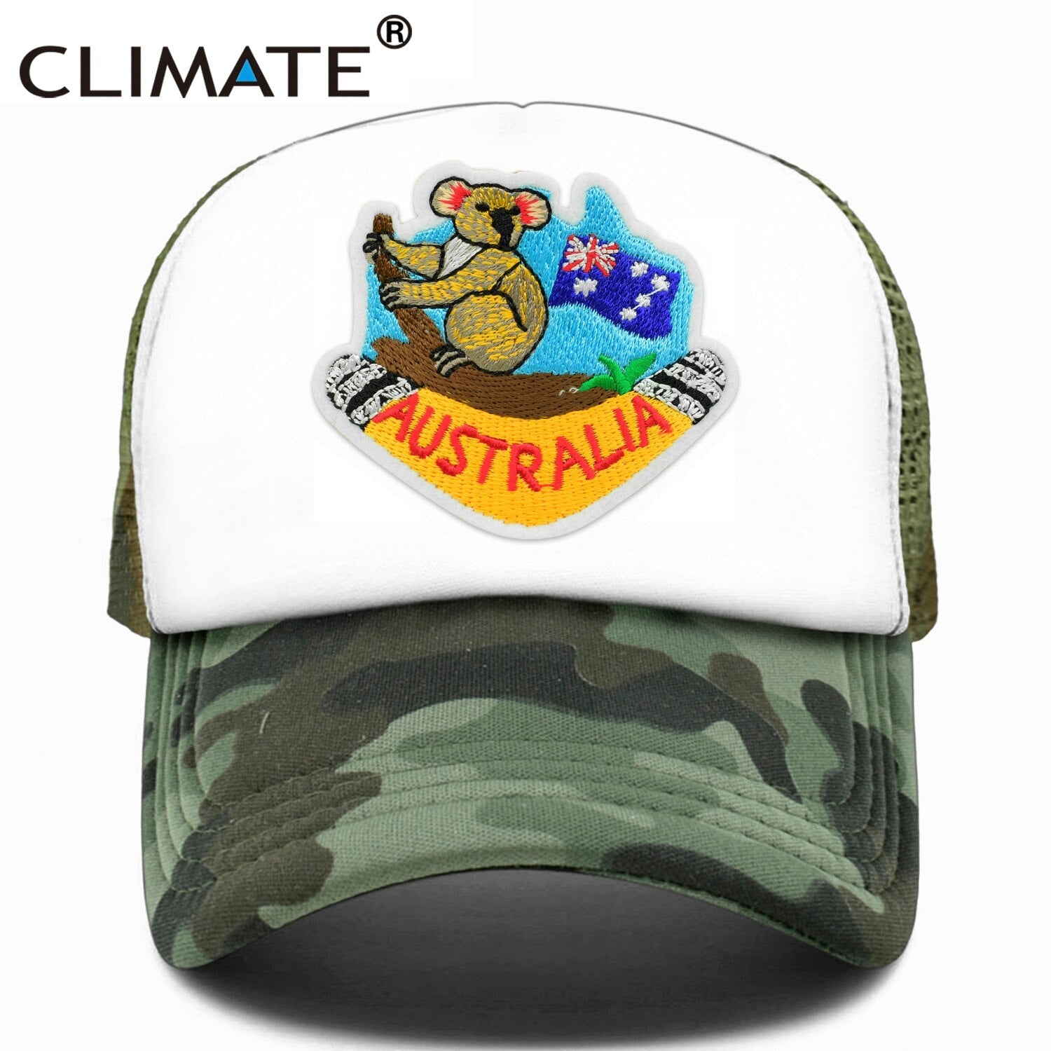 CLIMATE Australia Koala Trucker Cap Australian Boomerang Koala Coala Bear Trip Tours Cap Hat Cool Trucker Caps Mesh Cap Hat