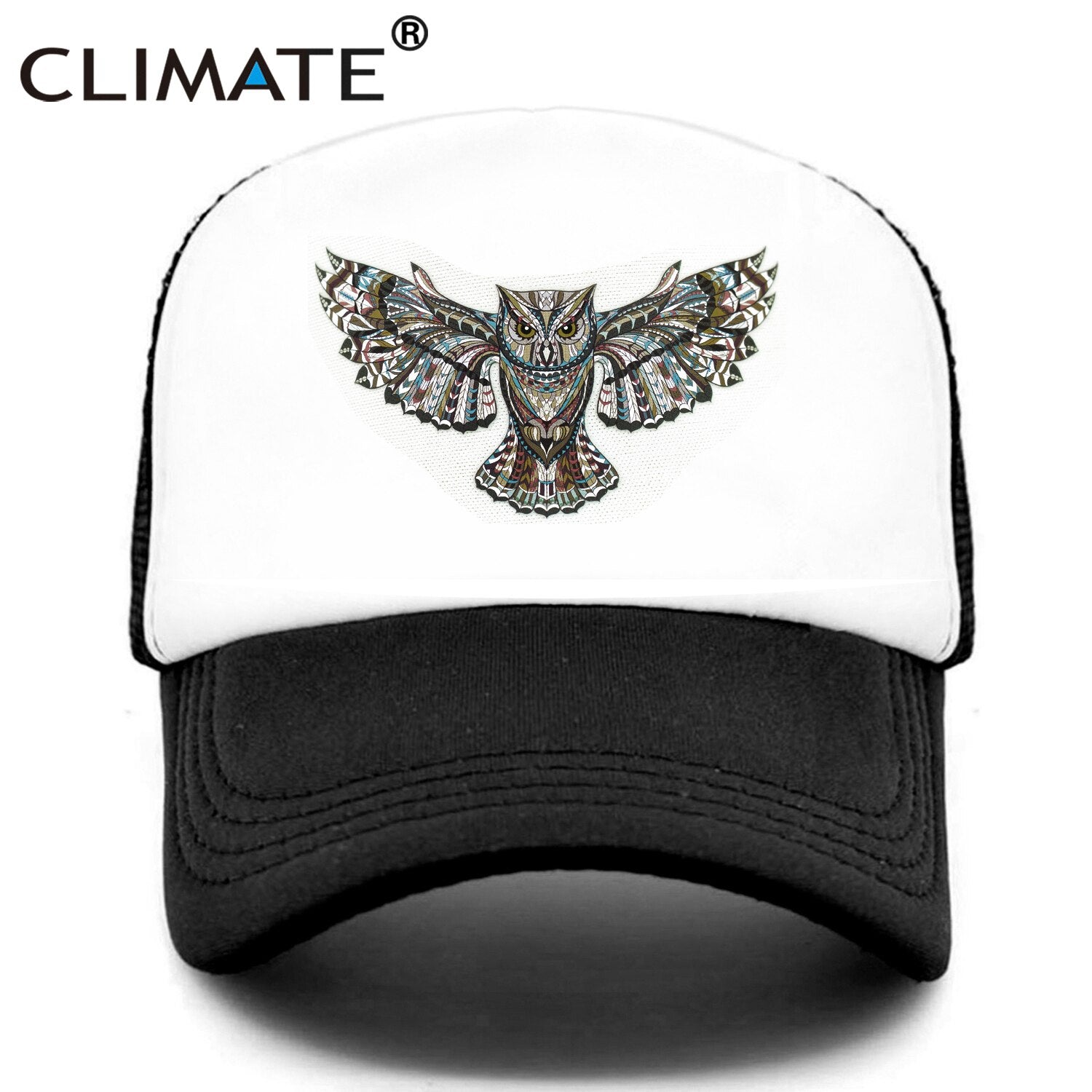 CLIMATE Owl Owlet Trucker Cap Cool Forest Night Owl Cap Men Dark Owl Hunt Animal Hip Hop Hat Cap Cool Summer Mesh Cap Adult Kid