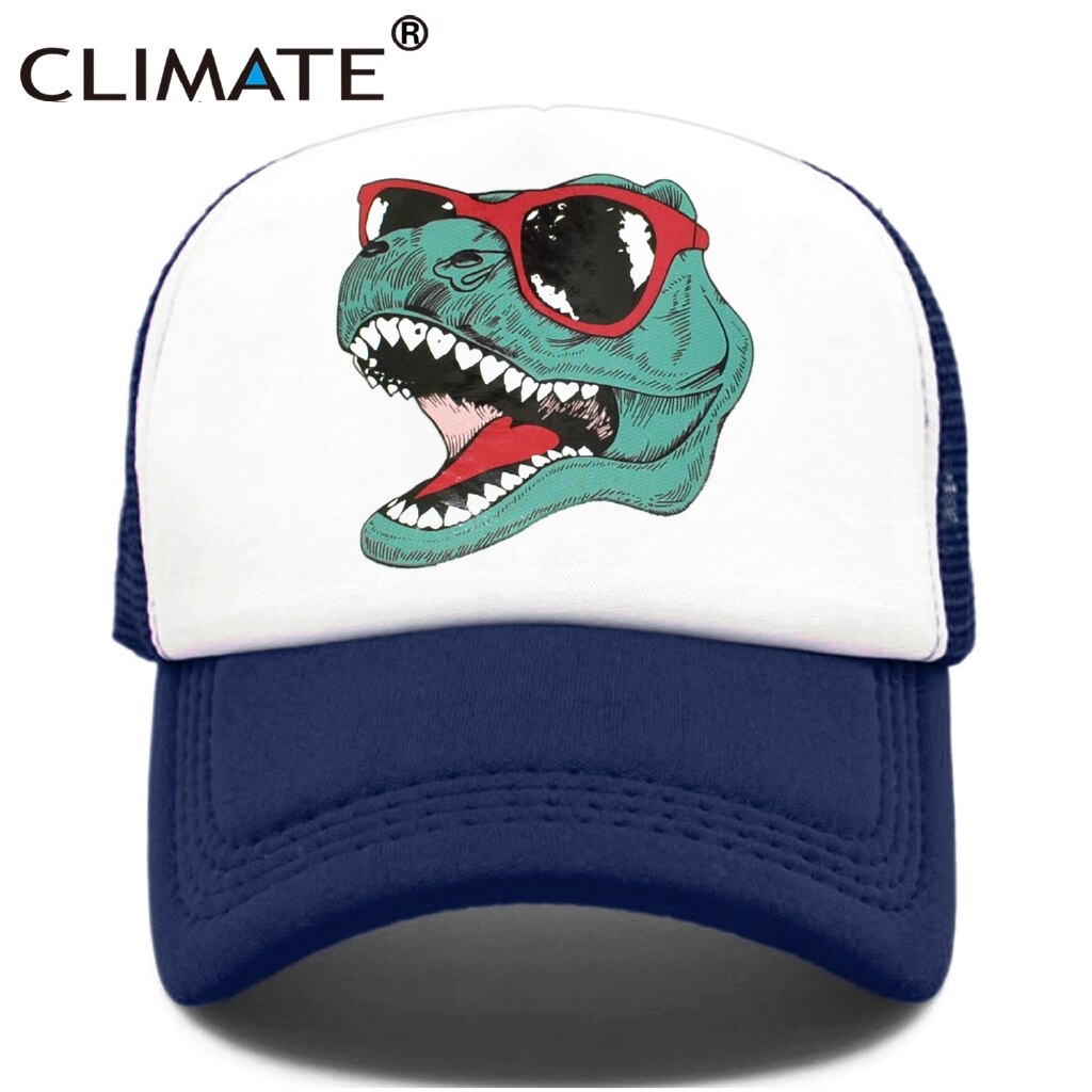 CLIMATE Jurassic Dinosaur Trucker Cap Men Funny Cool Trucker Cap Jurassic Cool Black Mesh Cool Cap for Kid Adult Family