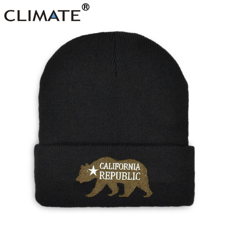 CLIMATE California Bear Winter Beanie California Republic Hat Men Women Funny Warm Hat Cap Winter Warm Hats California Bear