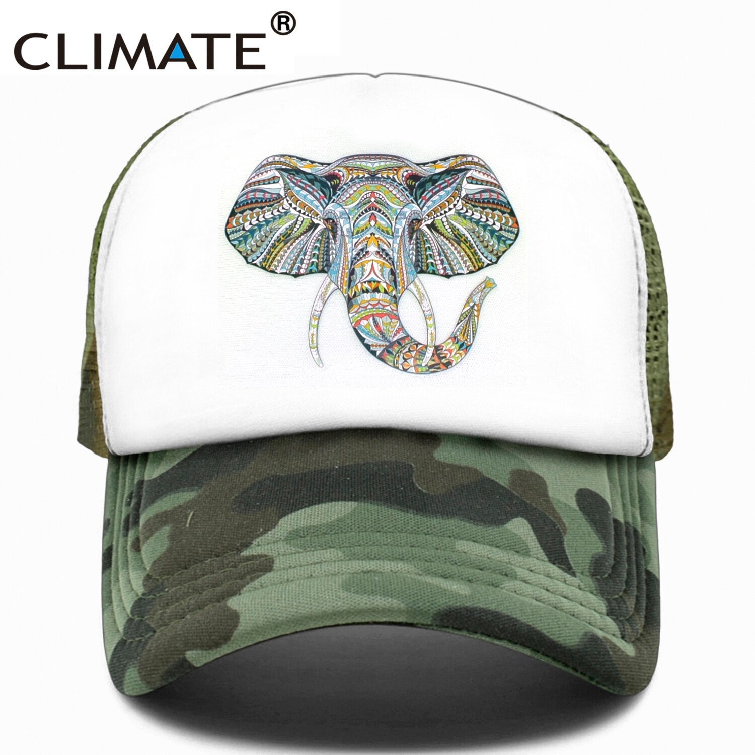 CLIMATE Cool Elephant Trucker Cap King Elephant King Cap Hat African Africa Wildlife Animal Trucker Caps Mesh Cap Hat for Men