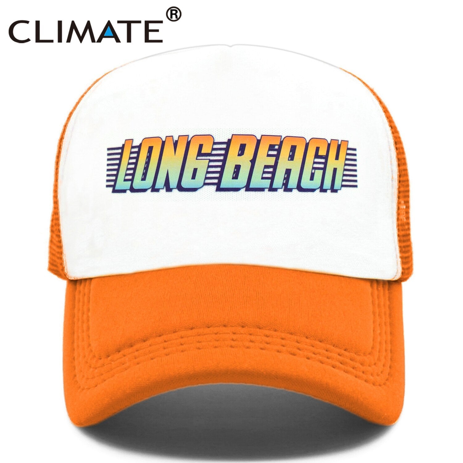 CLIMATE Seaside Long Beach Trucker Cap Hat Los Angeles California Vacation Sandbeach Mesh Cap HipHop Hat for Men Women Youth