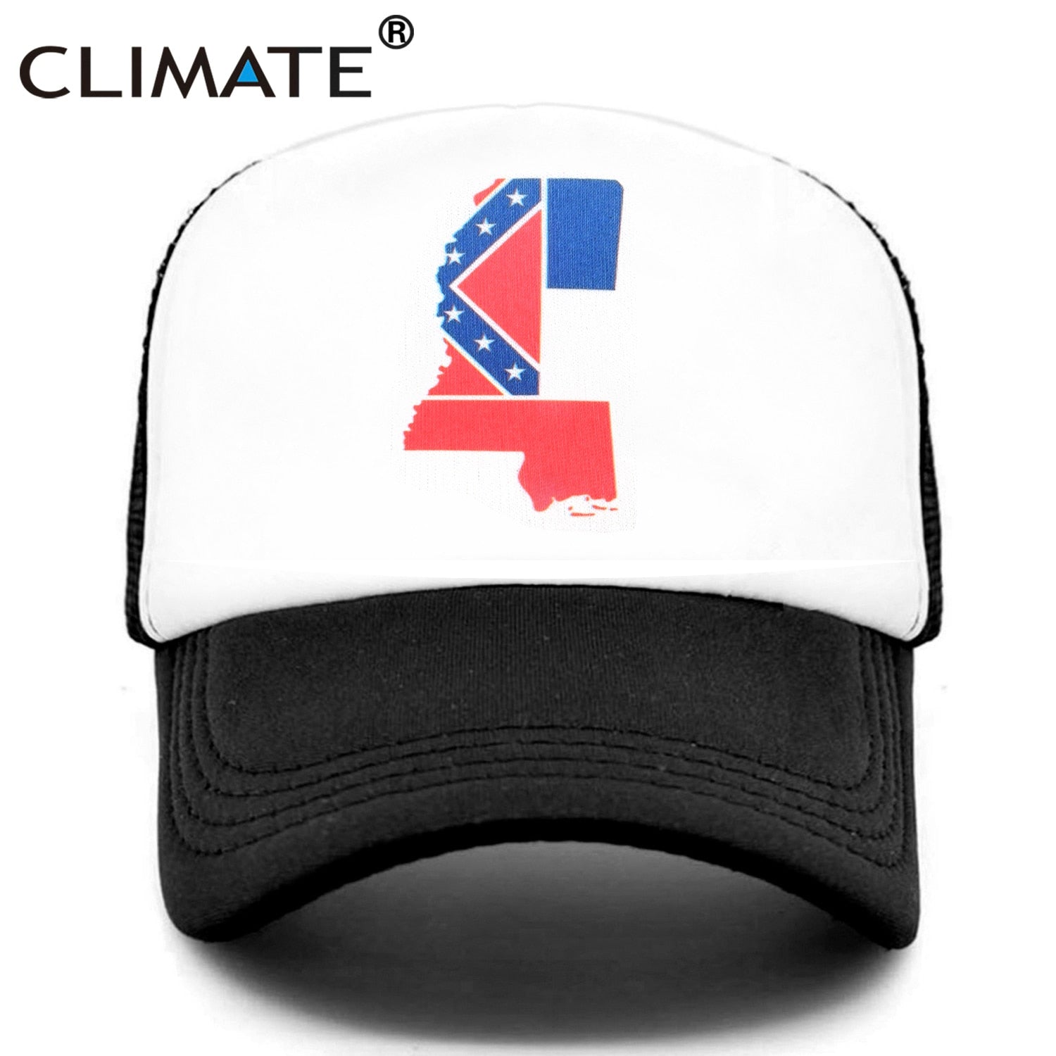 CLIMATE State of Mississippi Flag Trucker Cap Hat Mississippi Map Jackson City MS Mesh Cap HipHop Hat for Men Women Youth