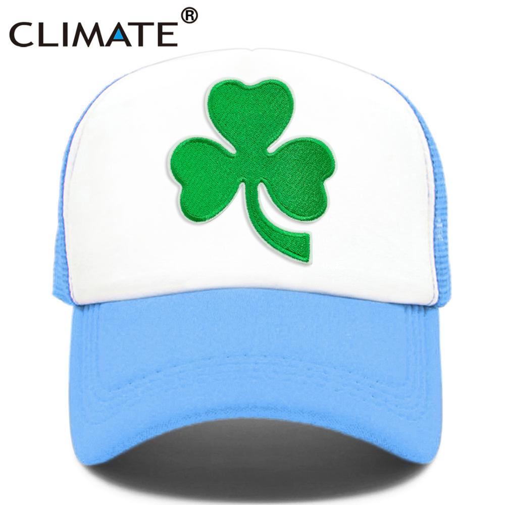 CLIMATE Shamrocks Trucker Cap St.Patrick's Day Green Cap Hat Ireland Irish Lucky Shamrocks Cap St.Patrick Mesh Cap Hat for Irish