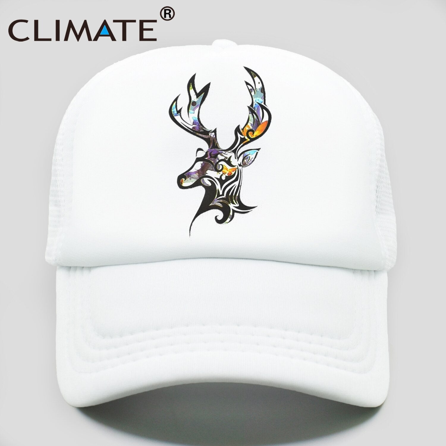 CLIMATE Deer Trucker Cap Men Deer Elk Cool Caps Elk Caribou Hunting Hunt Hip Hop Hat Baseball Cap Summer Cool Mesh Cap Men