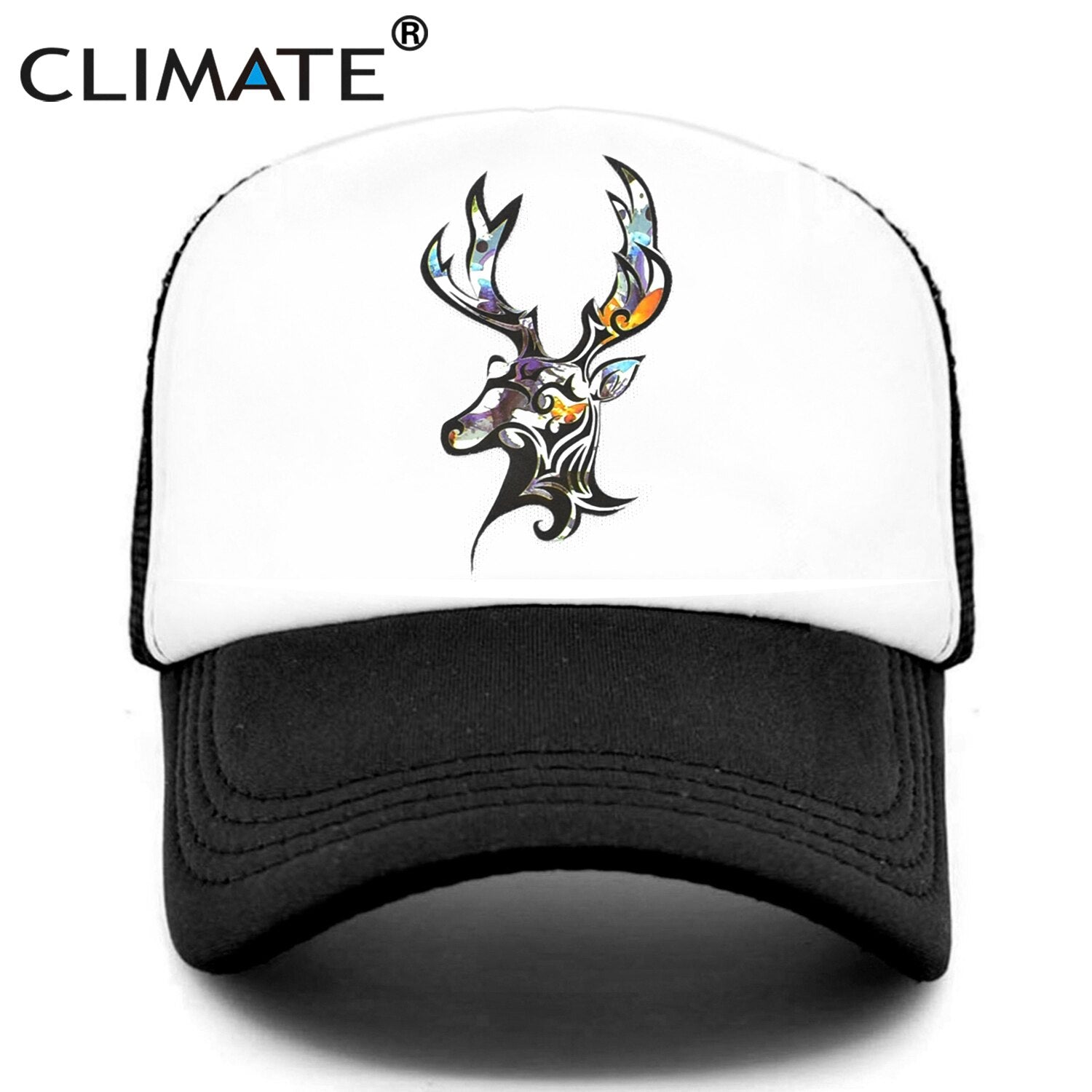 CLIMATE Deer Trucker Cap Men Deer Elk Cool Caps Elk Caribou Hunting Hunt Hip Hop Hat Baseball Cap Summer Cool Mesh Cap Men