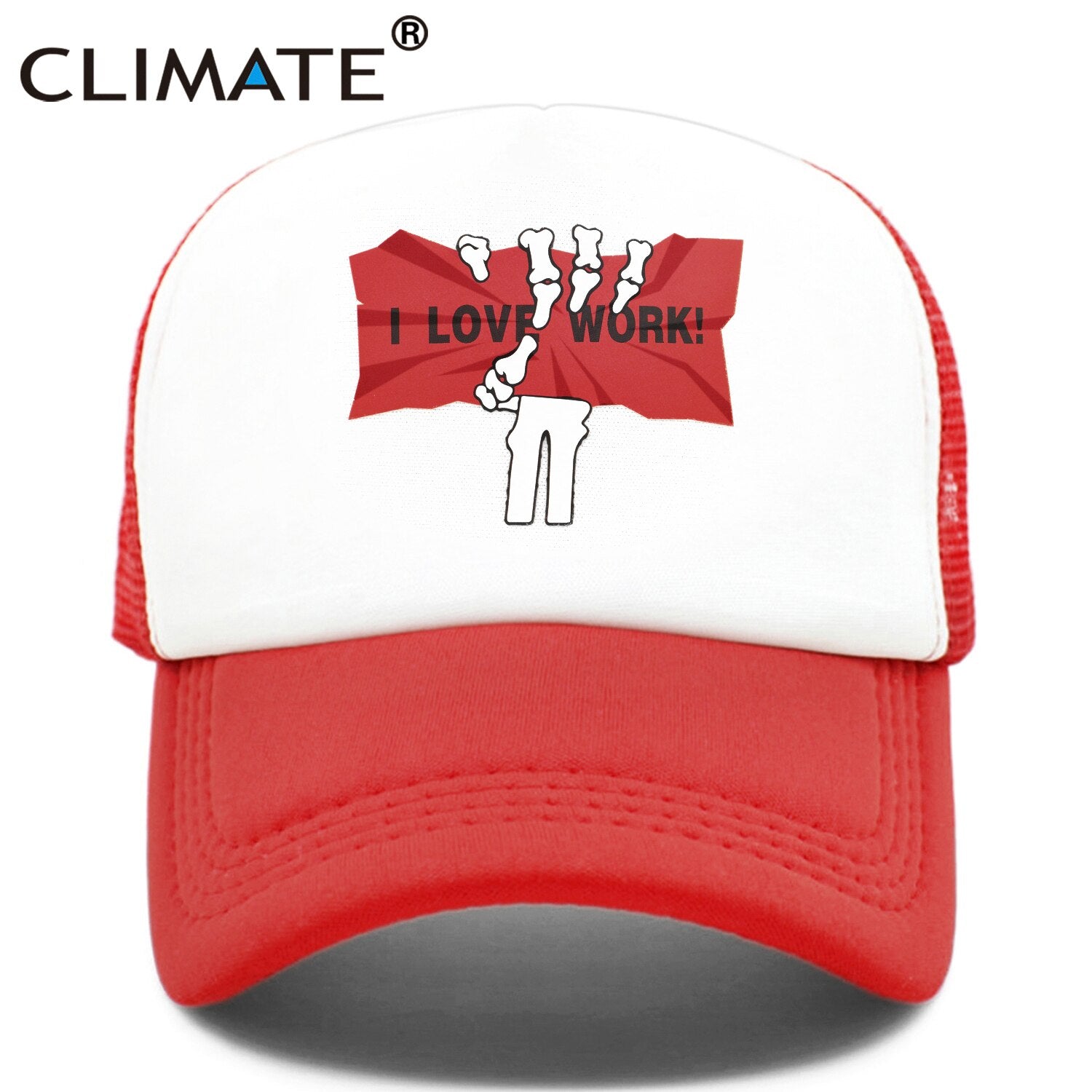 CLIMATE New Cool Funny Cap I Love Work Till Dead Trucker Cap Hat Workaholic Hiphop Cap Amuse Mesh Cap Hat for Men Women Staff