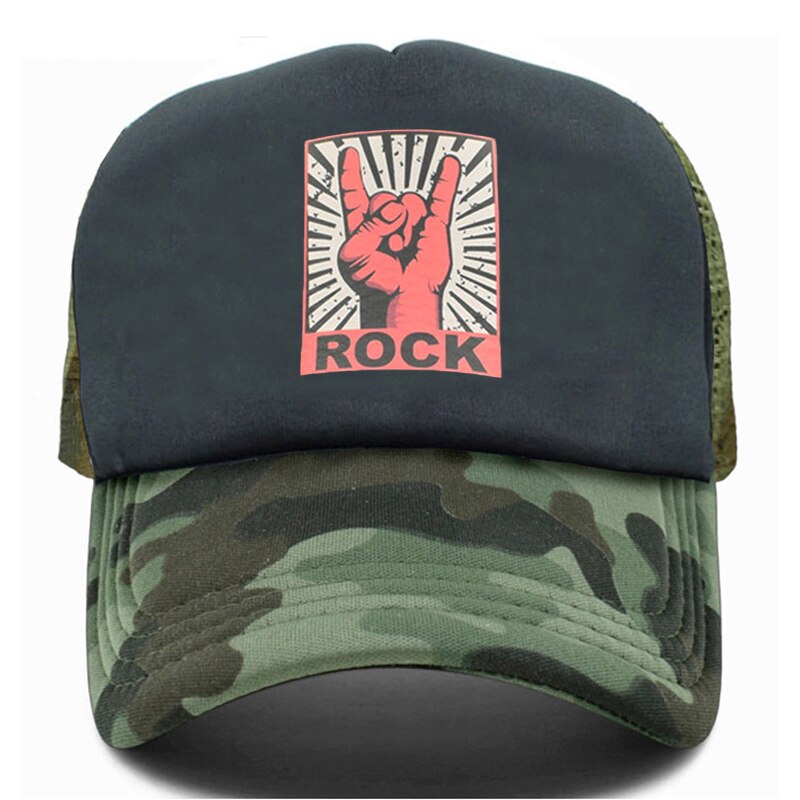 CLIMATE Men Rock Trucker Caps Mesh Hat Men Rock and Roll Cap Metal Music Black Cool Summer Baseball Cap Black Trucker Caps Hat