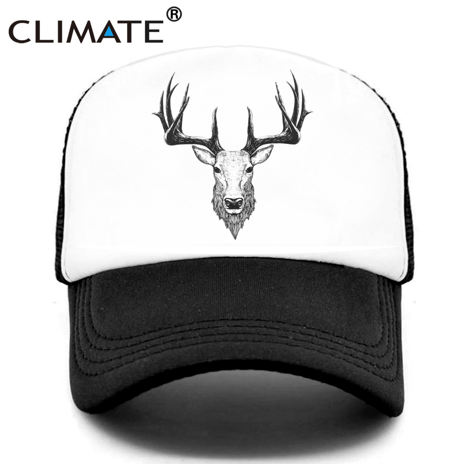 CLIMATE Deer Elk Buck CapMen Deer Cool Trucker Cap Elk Caribou Hunting Hunt Sport Baseball Cap Summer Cool Mesh Cap Men Man