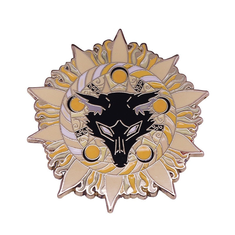 Star Wolf Brooch Sun Badge