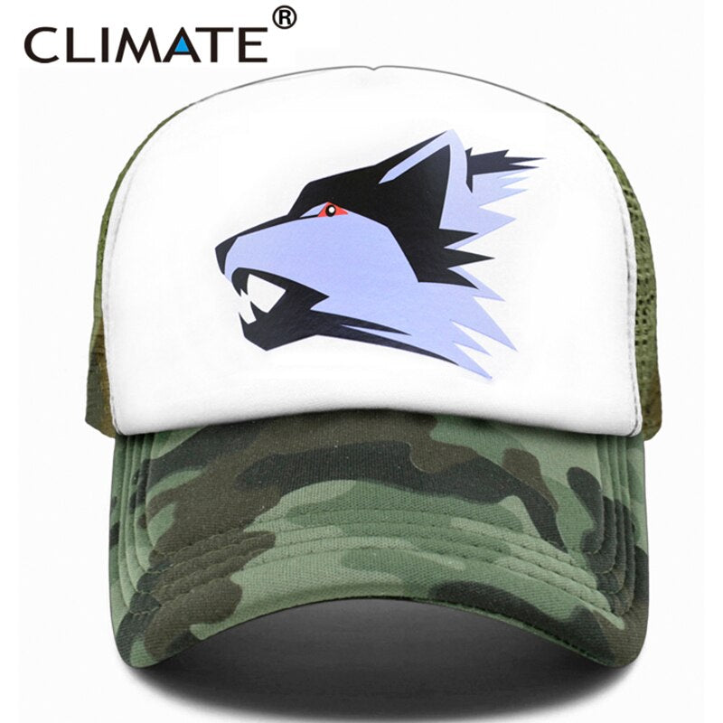 CLIMATE Wolf Trucker Cap Grey Wolves Hat Cap Men Cool Werewolf Lone Wolf Baseball Cap Hip Hop Mesh Trucker Cap Hat