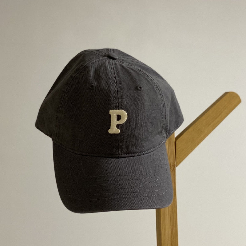 W40 Baseball Cap Men And Women Korean Letter P Soft Top Cap Cotton Sports Hat