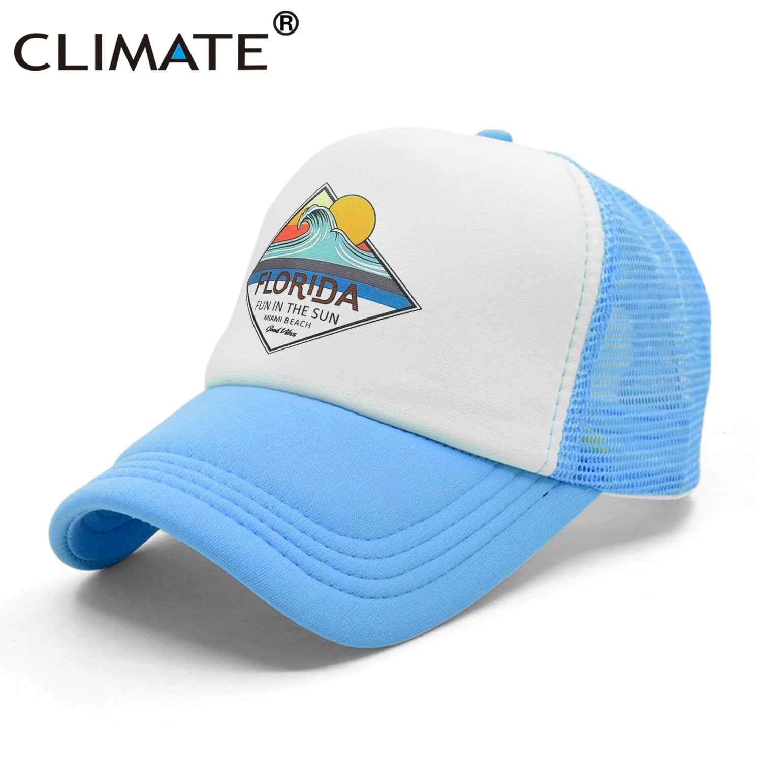 CLIMATE Florida Trucker Cap Hat Miami Seaside Beach Mesh Cap Vacation Sandbeach