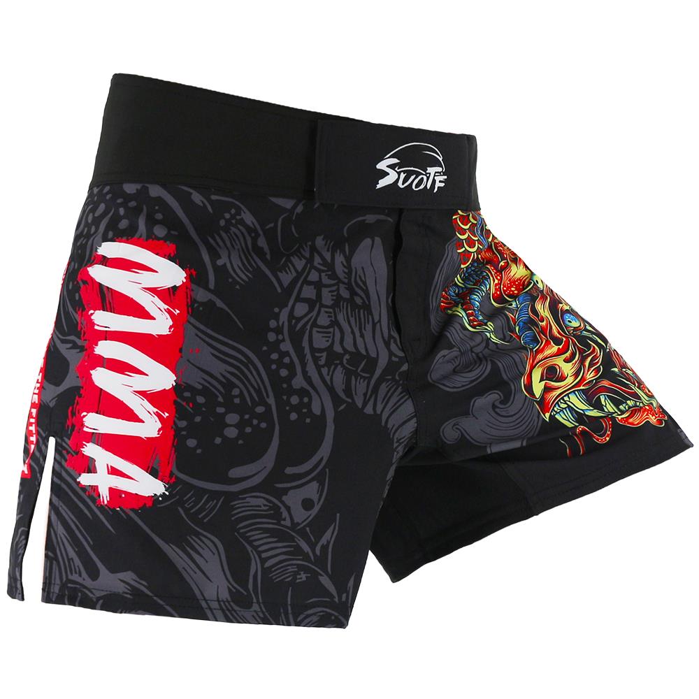 SUOTF Dragon Breathable Fighting MMA Shorts Grappling Sanda Muay Thai Clothing Tiger Muay Thai mma Kickboxing Training Short