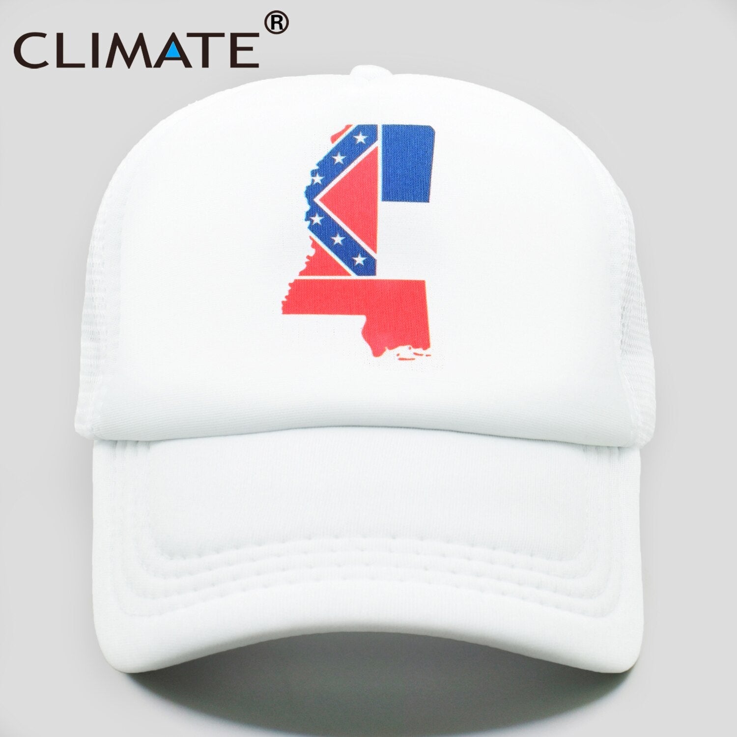 CLIMATE State of Mississippi Flag Trucker Cap Hat Mississippi Map Jackson City MS Mesh Cap HipHop Hat for Men Women Youth