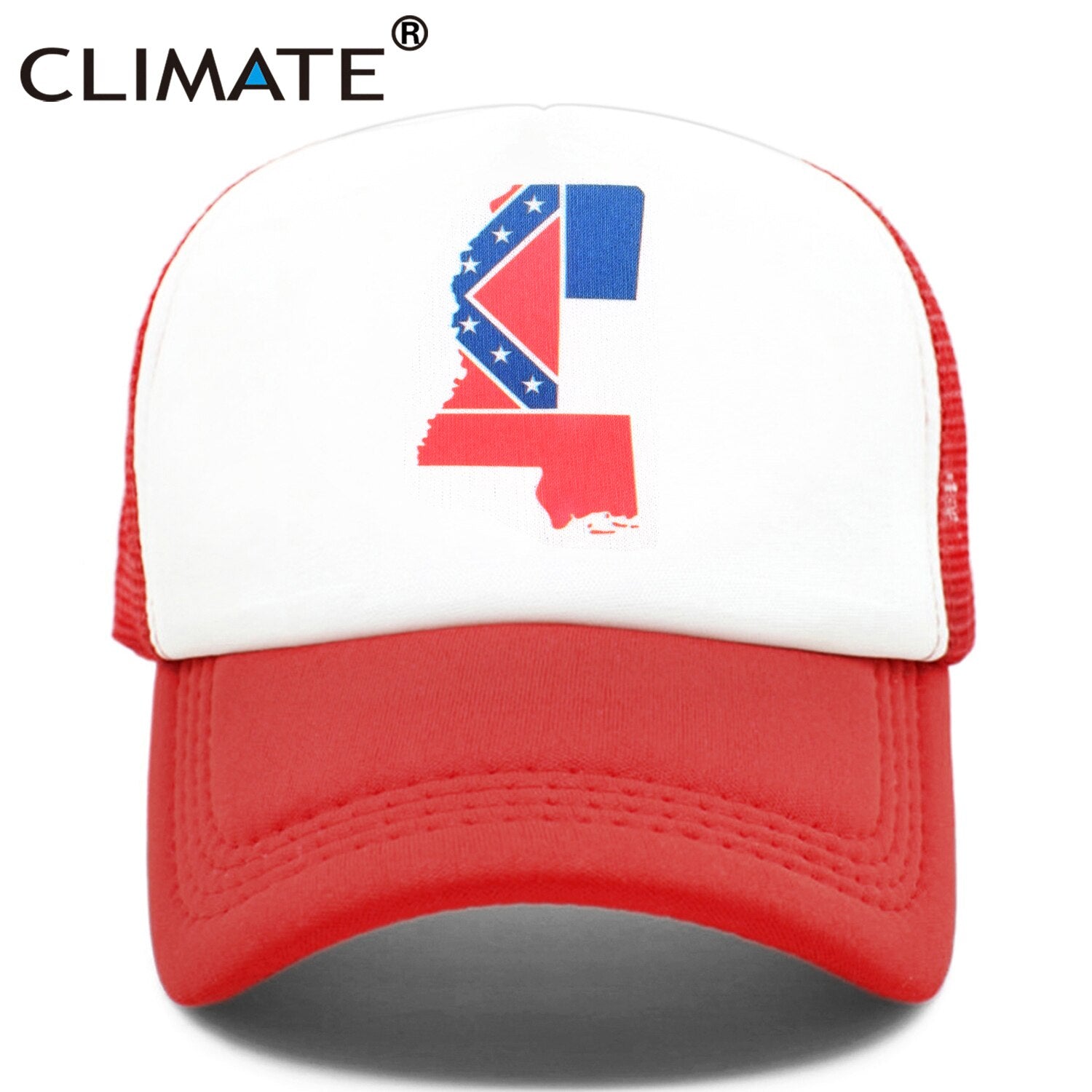 CLIMATE State of Mississippi Flag Trucker Cap Hat Mississippi Map Jackson City MS Mesh Cap HipHop Hat for Men Women Youth