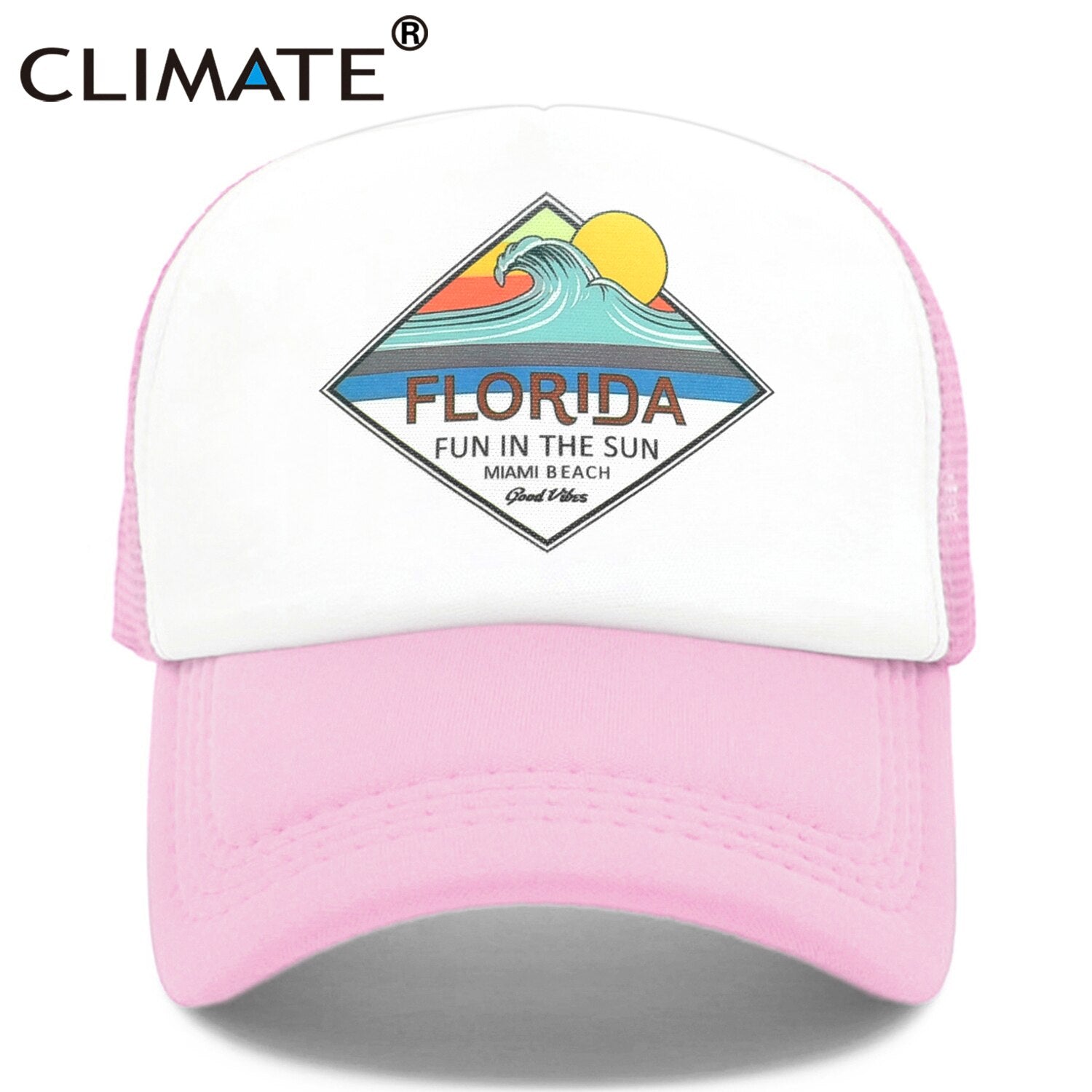 CLIMATE Florida Trucker Cap Hat Miami Seaside Beach Mesh Cap Vacation Sandbeach