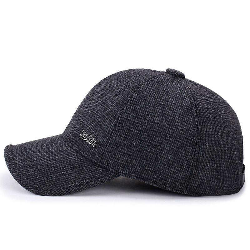 2019 new baseball cap mosaic standard middle-aged caps men's autumn and winter woolen dad hats outdoor warm old hat