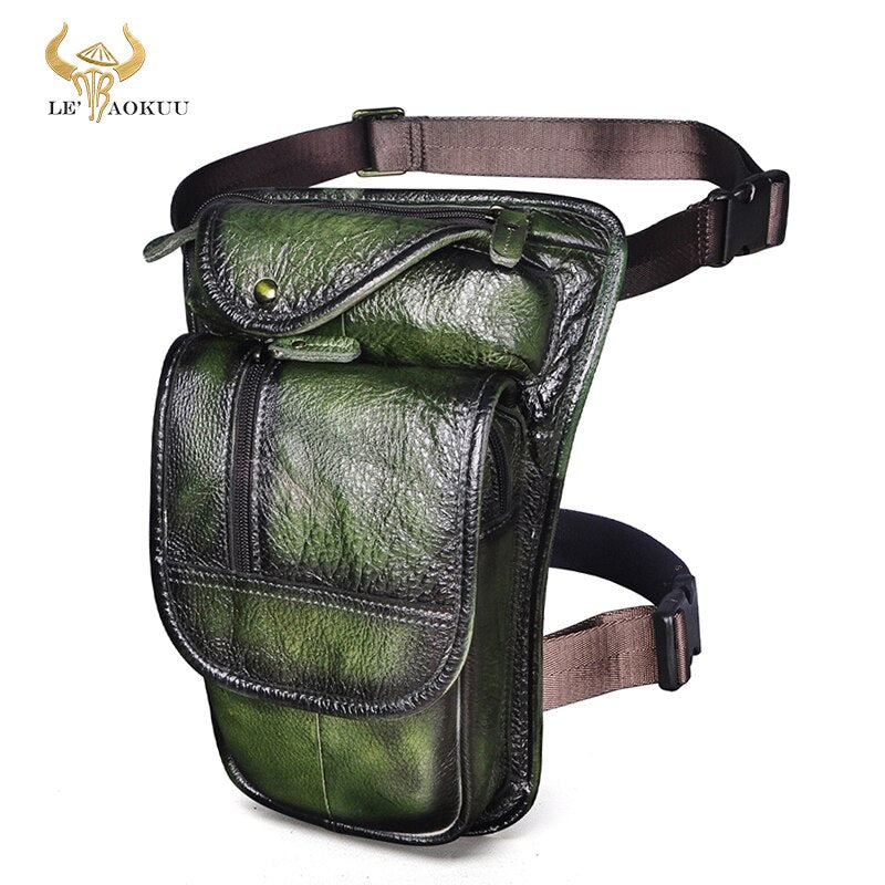 Original Leather Coffee Design Men Shoulder Bag 8" Tablet Fashion Organizer Travel Fanny Waist Belt Pack Leg Bag Male 3112-c