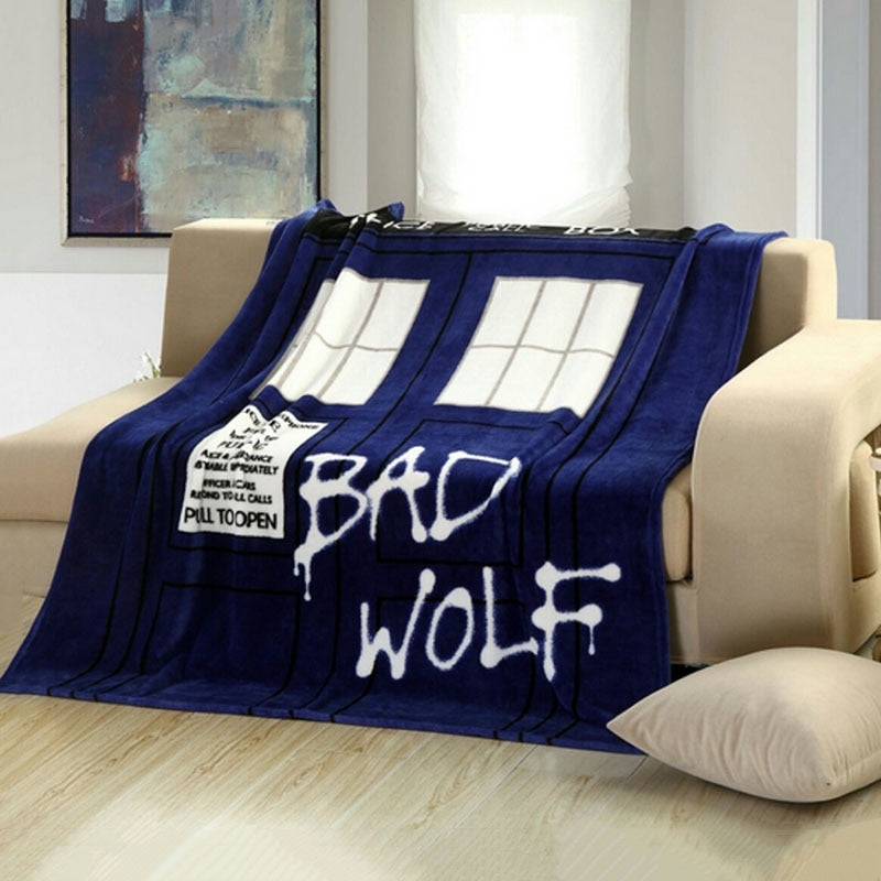 Anime Doctor Who Police Box Throw Blanket Coral Velvet Winter Warm Kids Bedroom