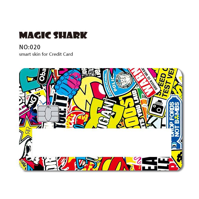 Magic Shark Fashion Wood Print Star Space Joker Money Dollar Window Sticker Case Film Skin for Credit Debit Card Big Small Chip