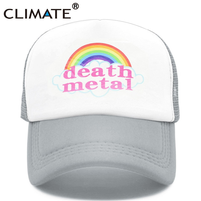 CLIMATE Metal Rock Trucker Cap Rock Summer Cap Metal Rock Fans Cool Mesh Baseball Cap Men Rainbow Trucker Caps Dad Hat Men