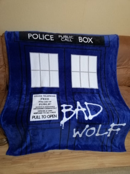 Anime Doctor Who Police Box Throw Blanket Coral Velvet Winter Warm Kids Bedroom