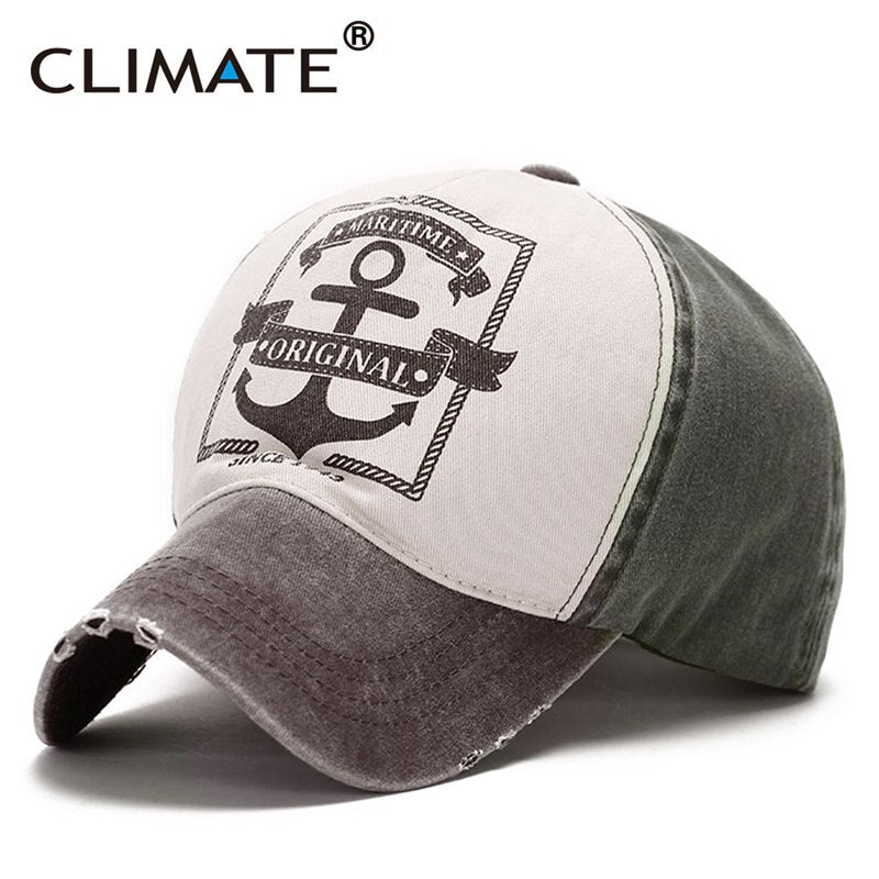 CLIMATE Men Ship Hook Baseball Cap Caps Cool Contrast Color  Maritime Hook Anchor Cotton Jeans Hat Caps For Adult Men Women