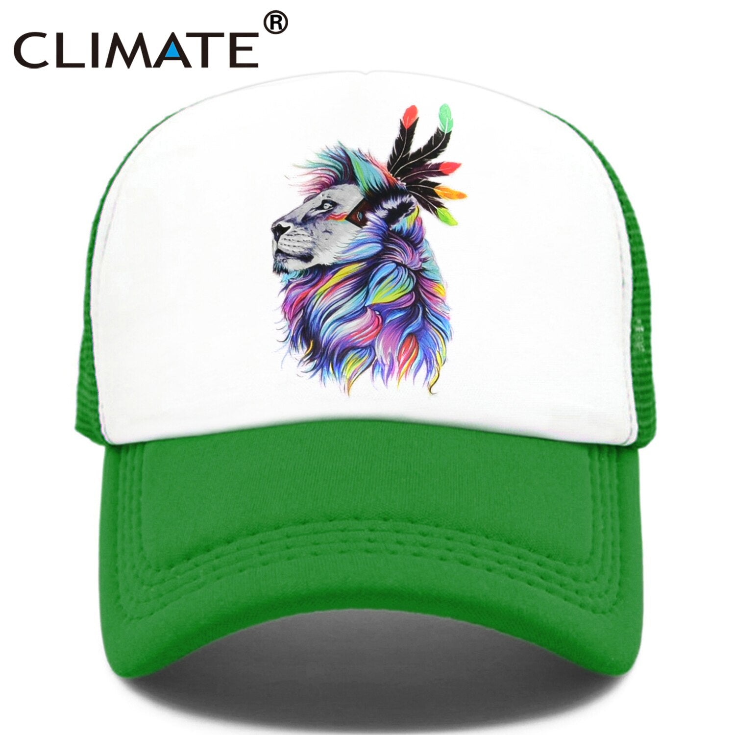 CLIMATE Cool Lion Trucker Cap King Lion King Cap Hat African Africa Wildlife Animal Trucker Caps Mesh Cap Hat for Men