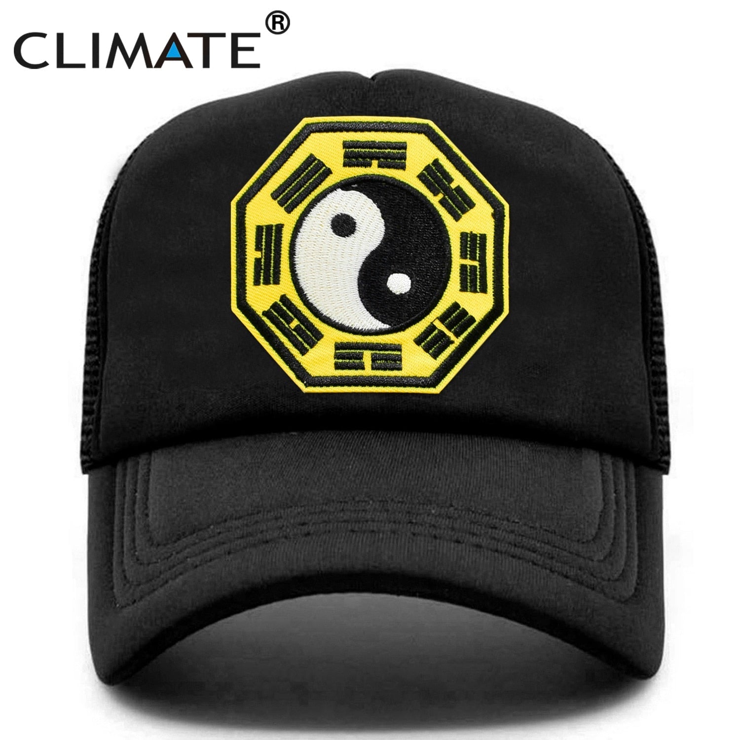 CLIMATE Tai Chi Wushu Cap Chinese Man Black Cool Trucker Cap Jeet Fitness Breathable Cap Hat Outdoor Sport Caps