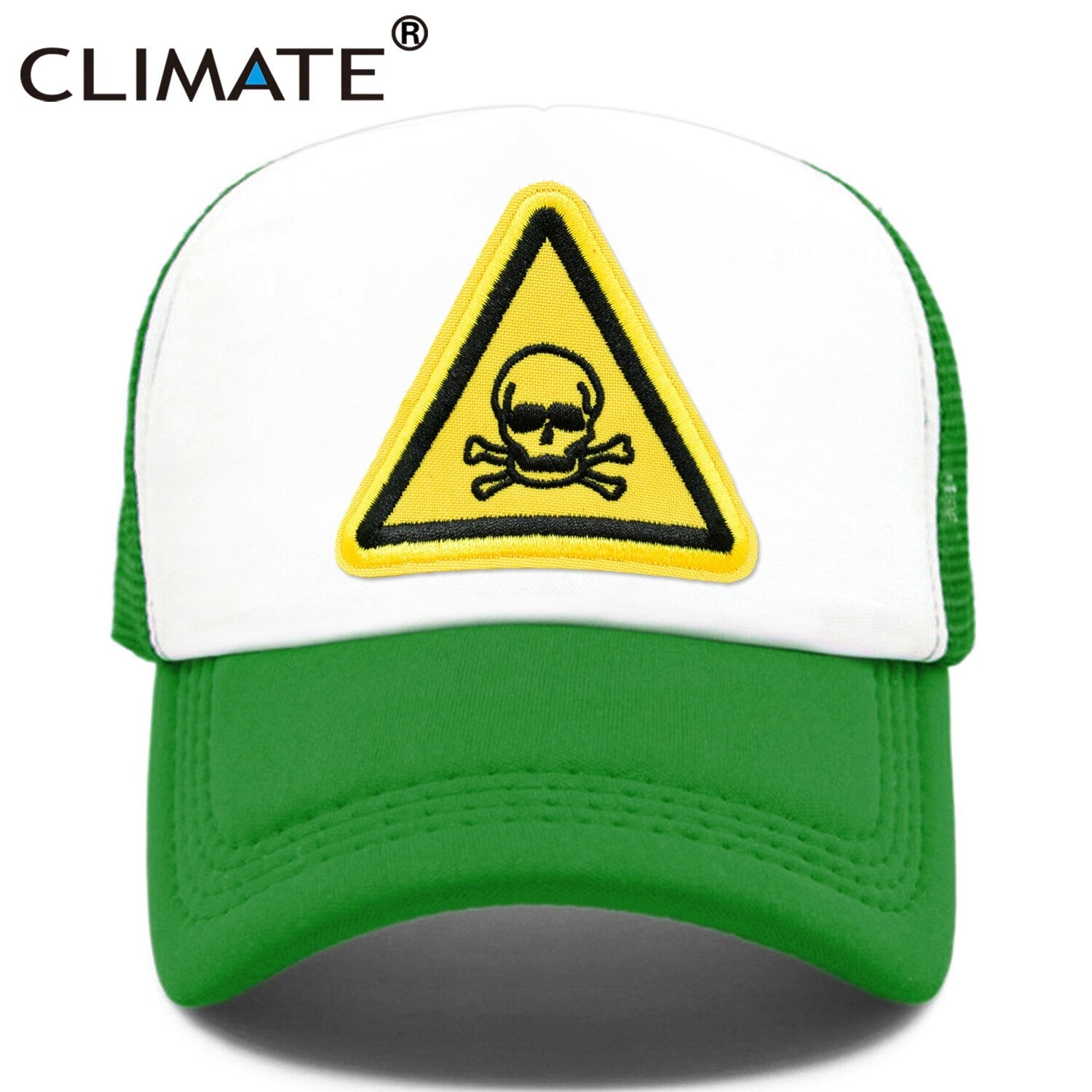 CLIMATE Men Cool Skull Trucker Cap Hiphop Street Style Skeleton Cap Danger Keep