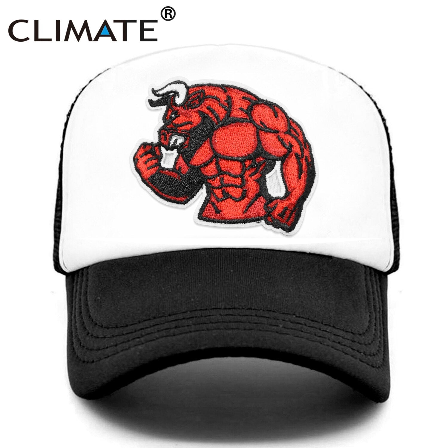 CLIMATE Robust Bull Ox Cap Cool Sturdy Man Men Muscular Animal Cap Fitness Sport Muscle Man GYM Fans Mesh Cap Body Building Cap