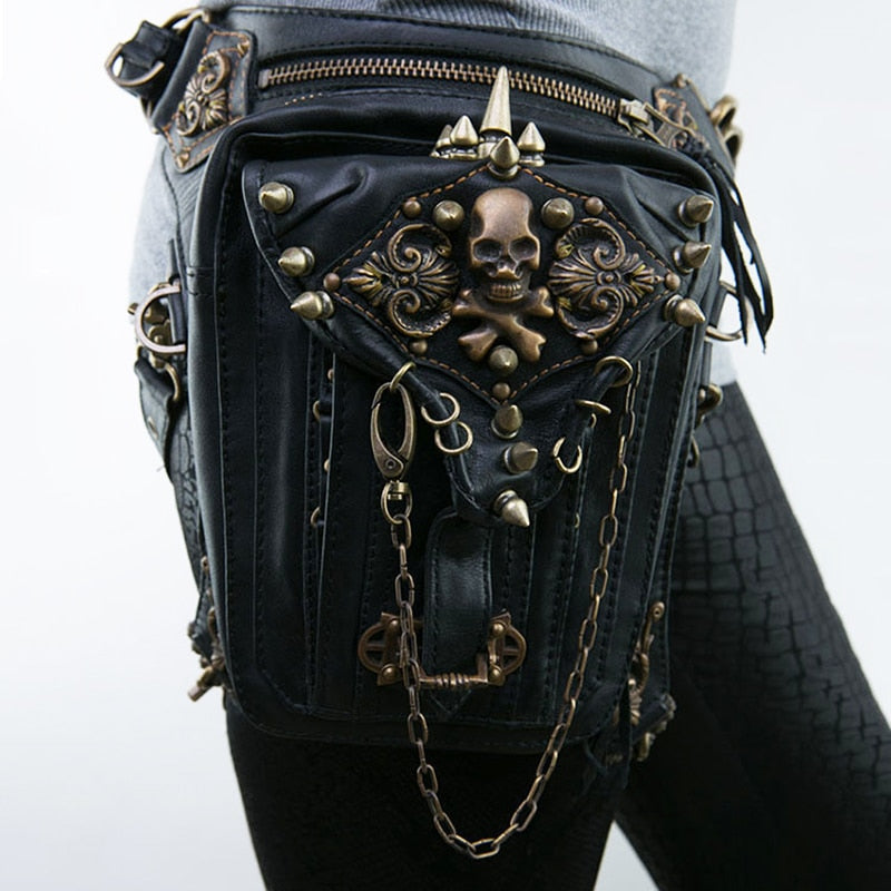 Steampunk Bag Retro Rock Gothic Waist Bags Packs Style for Women Goth Shoulder Purse for Men Leg Thigh Messenger Crossbody Purse