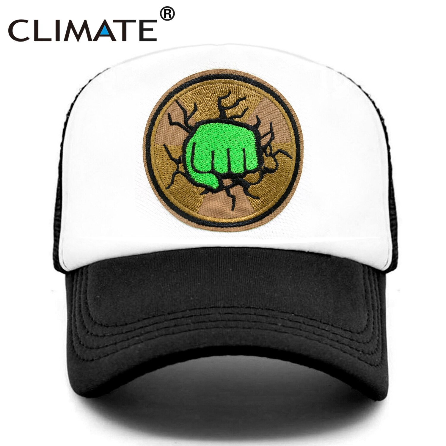 CLIMATE Green Fist Trucker Cap Hat Men Muscle Strong Fist Cap Powerful Super Hero Fitness Bodybuilding Boxing Sport Mesh Cap Hat