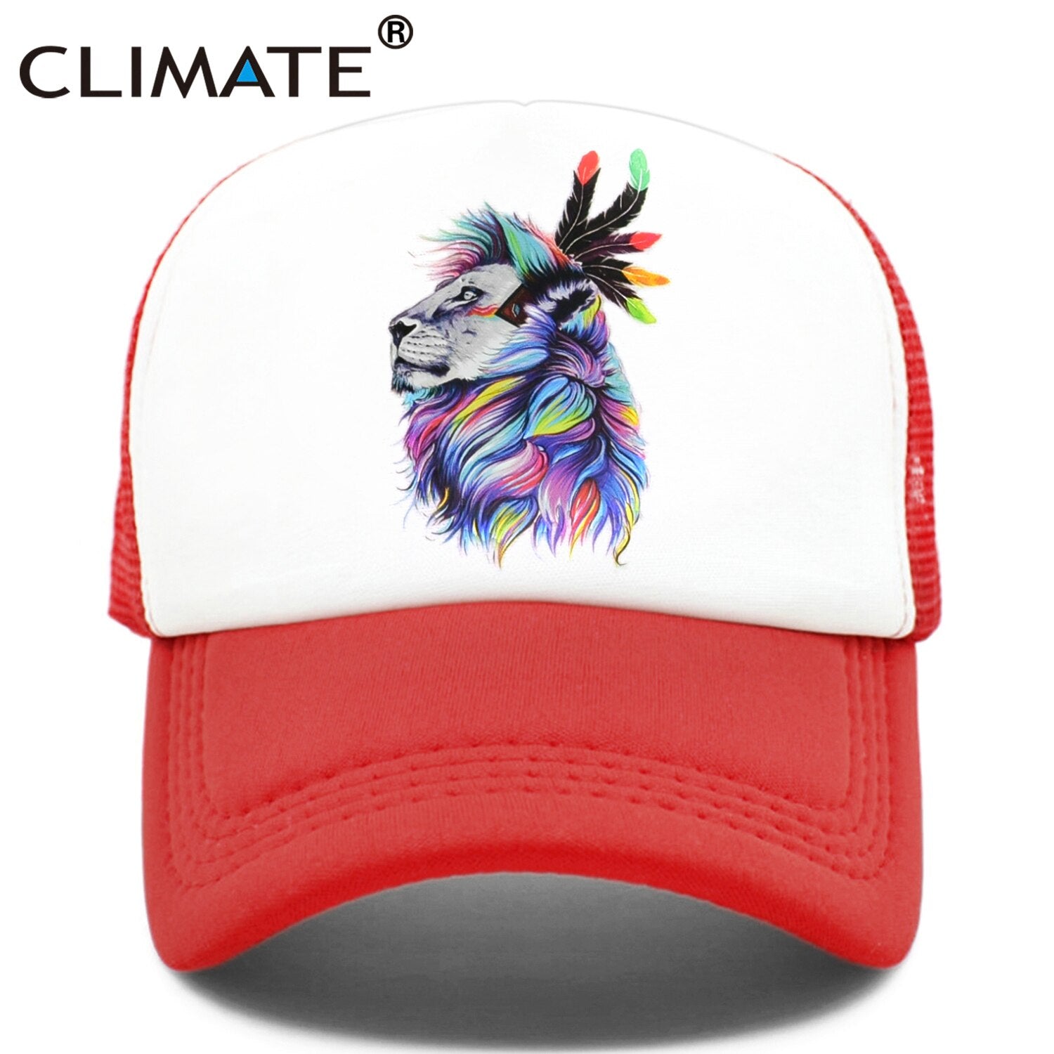 CLIMATE Cool Lion Trucker Cap King Lion King Cap Hat African Africa Wildlife Animal Trucker Caps Mesh Cap Hat for Men