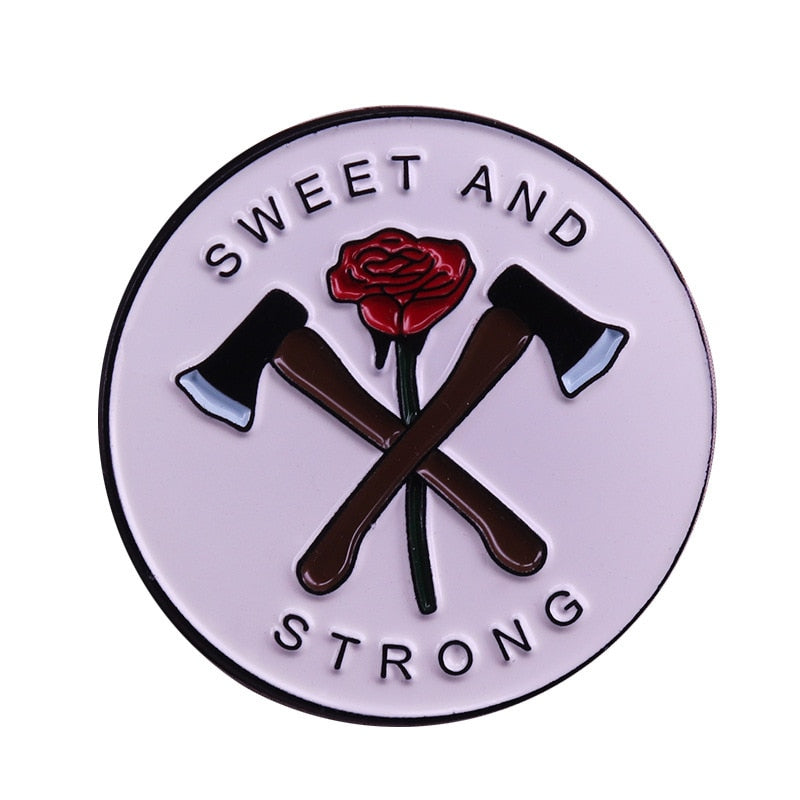 "Sweet and Sturdy"-Axe Rose Brooch Feminism Badge Fashion Art Accessories Pin