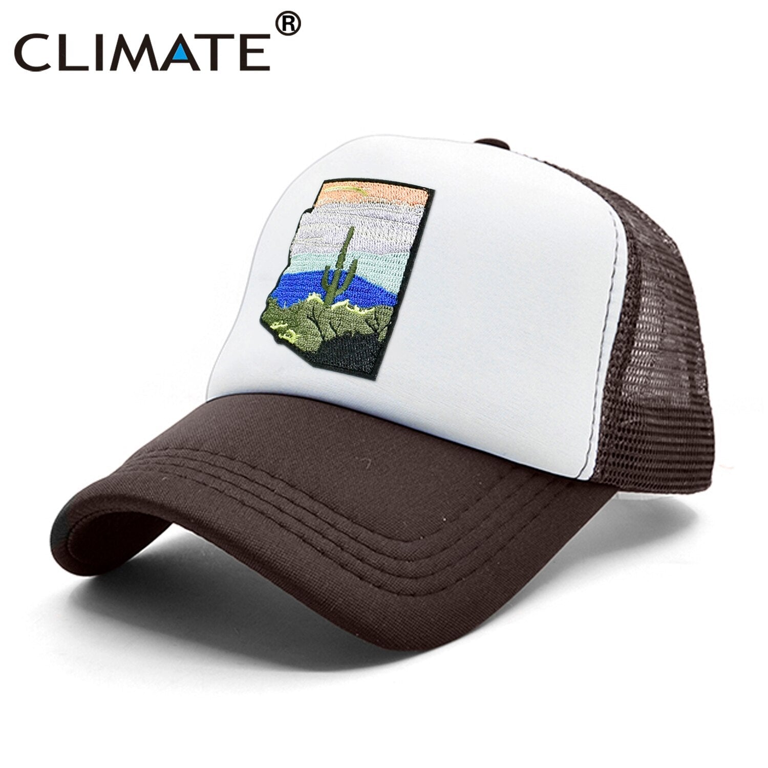 CLIMATE State of Arizon Trucker Cap Hat Desert Saguaro Cactus Mesh Cap Arizon Map Sights Cool Cap Hat for Men Women Youth Kid