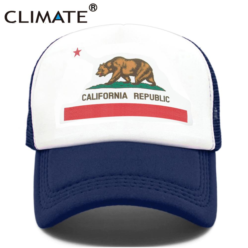 CLIMATE California Cap Male Man Men Hat Bear California Flag Trucker Cap Hip Hop Hat Cap Cool Summer Mesh Man Dad Cap Adult Kids