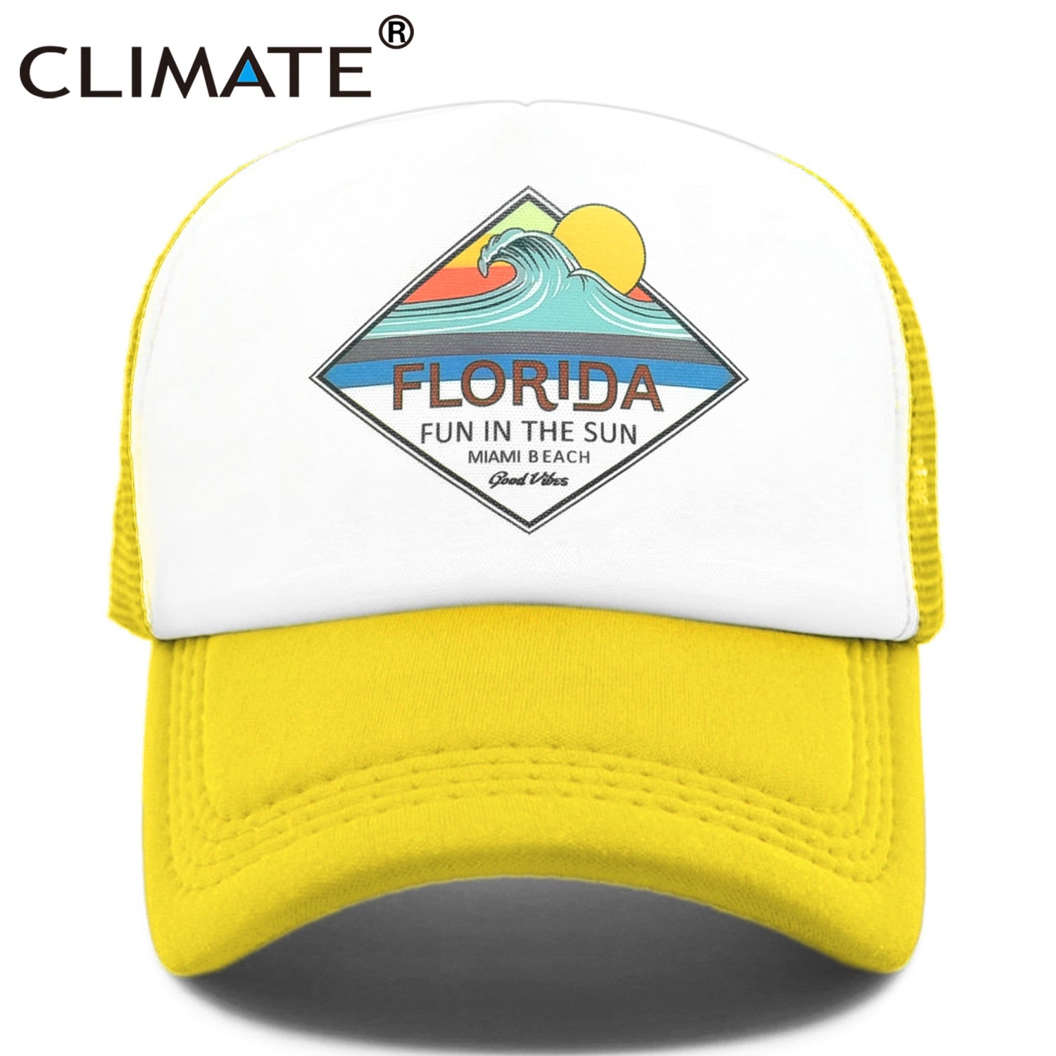 CLIMATE Florida Trucker Cap Hat Miami Seaside Beach Mesh Cap Vacation Sandbeach