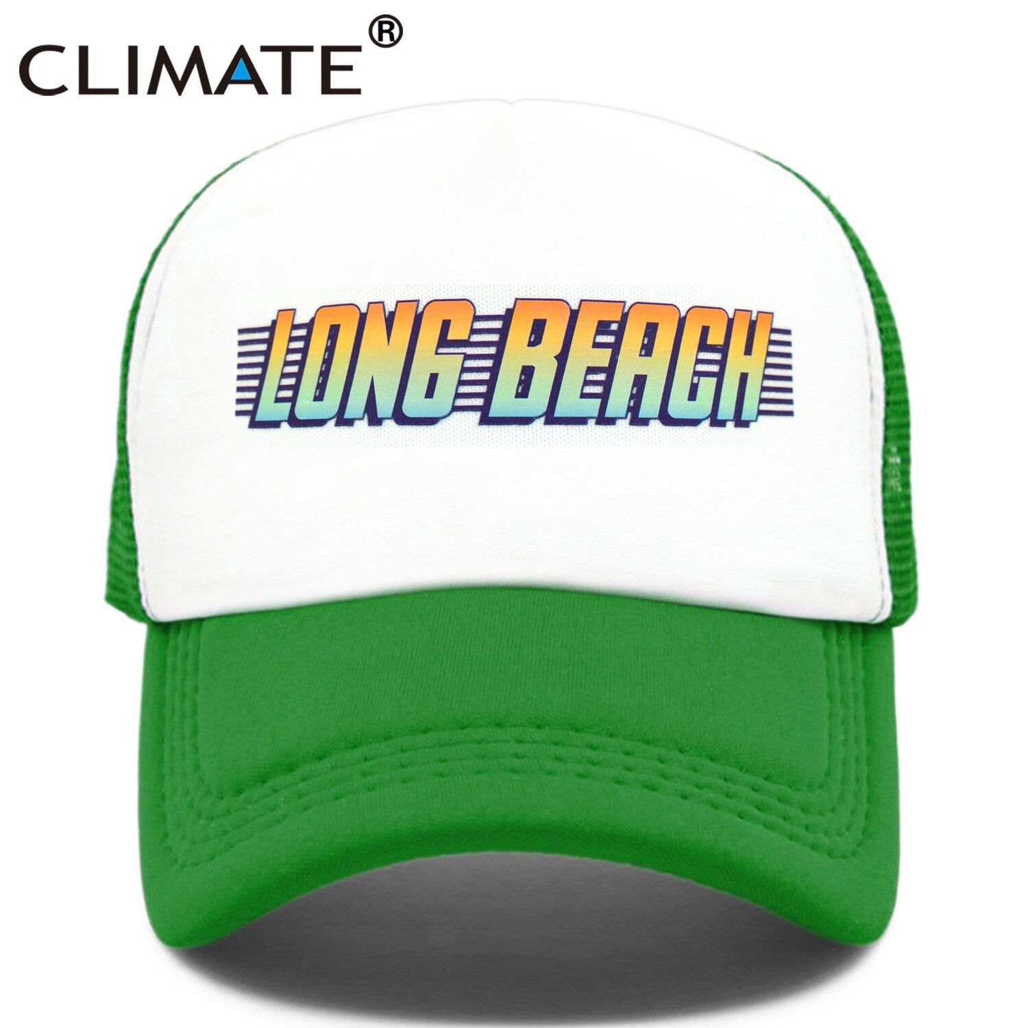 CLIMATE Seaside Long Beach Trucker Cap Hat Los Angeles California Vacation Sandbeach Mesh Cap HipHop Hat for Men Women Youth