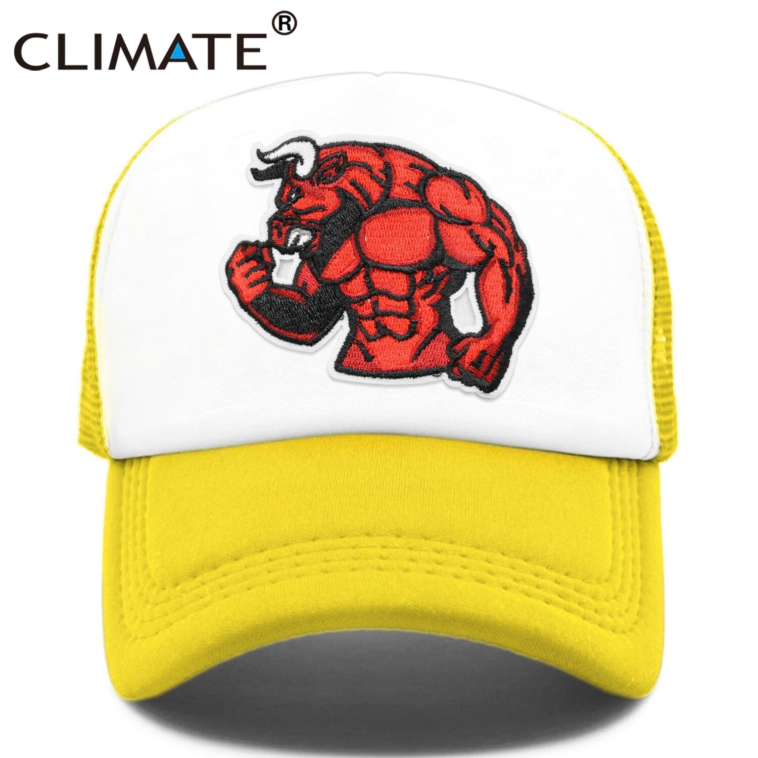 CLIMATE Robust Bull Ox Cap Cool Sturdy Man Men Muscular Animal Cap Fitness Sport Muscle Man GYM Fans Mesh Cap Body Building Cap