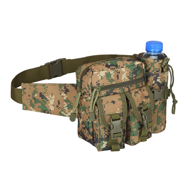 New Camouflage Tactical Multi-purpose Kettle Waist Bag Sports Water Bottle Pocket Canvas Unisex Fanny Hip Purse Travel Running