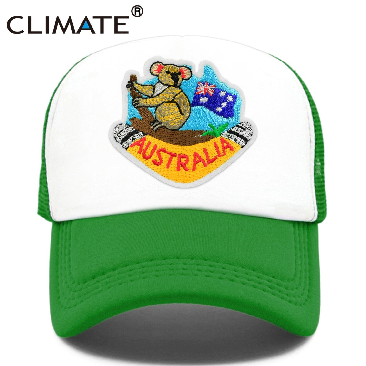 CLIMATE Australia Koala Trucker Cap Australian Boomerang Koala Coala Bear Trip Tours Cap Hat Cool Trucker Caps Mesh Cap Hat