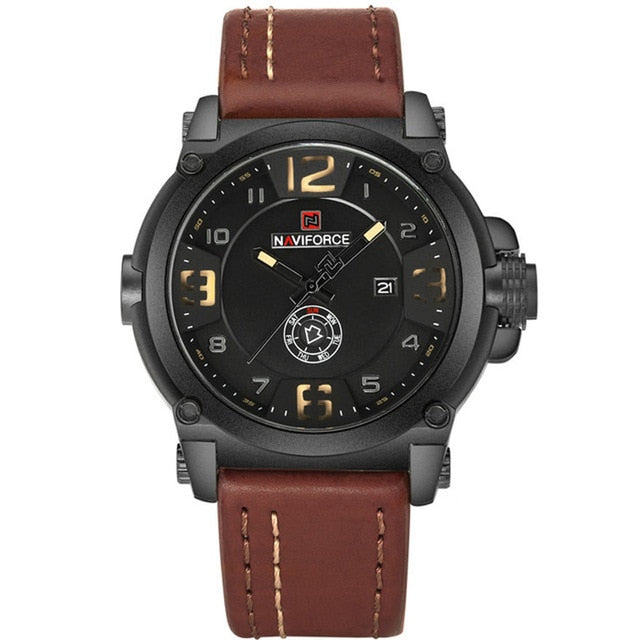 2021 New NAVIFORCE Sport Mens Watches Top Brand Luxury Waterproof Leather Quartz Military Wristwatch Male Clock Relogio Hot Sale