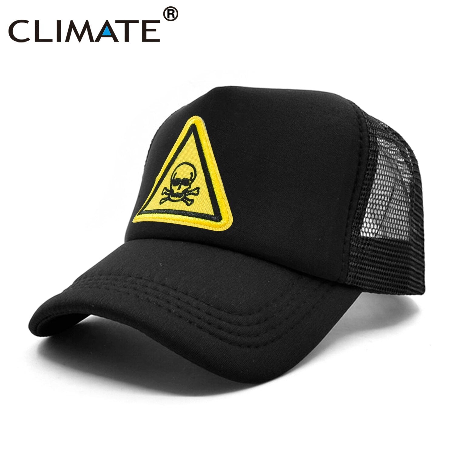 CLIMATE Men Cool Skull Trucker Cap Hiphop Street Style Skeleton Cap Danger Keep