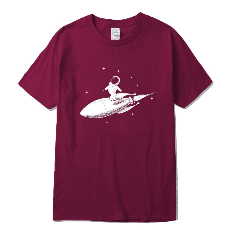 Men high quality tshirt 100% cotton short sleeve Funny space trip print men Tshirt casual o-neck loose t-shirt men tee shirts