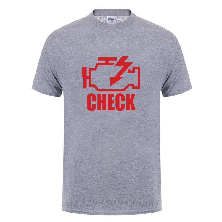 Mechanic Auto Repair Check Engine Light T-Shirt Funny Birthday Gift For Men Daddy Father Husband Short Sleeve Cotton T Shirt Tee