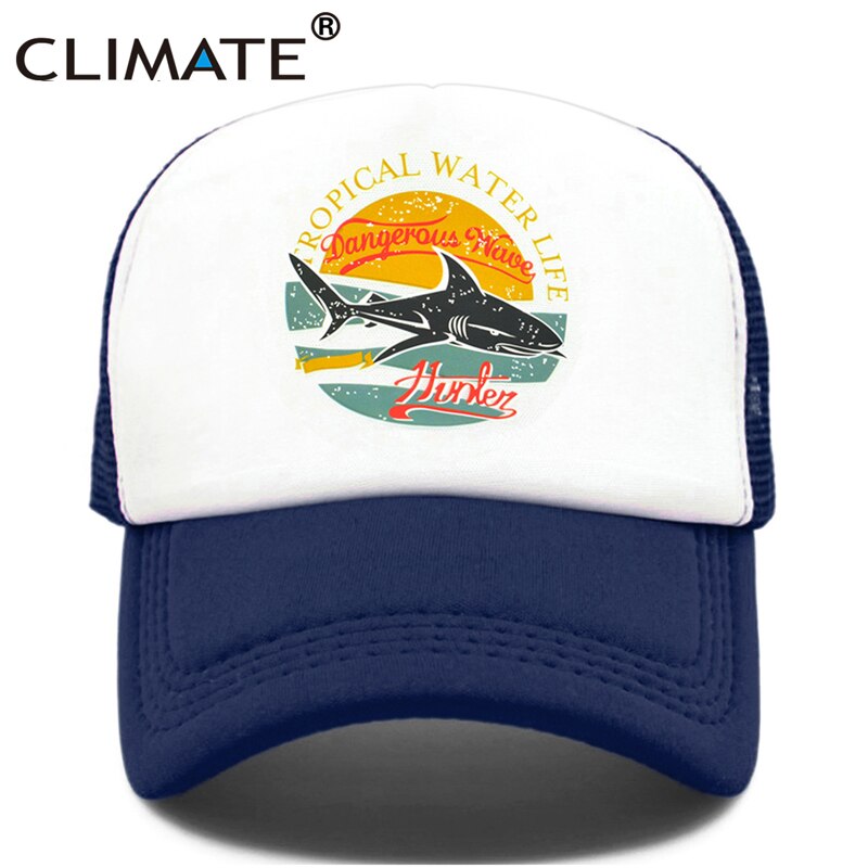 CLIMATE Shark Seaside Trucker Caps Hat Shark Hunt Surfing Men Caps Hip Hop Cool